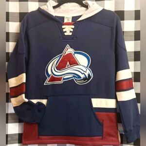 CCM NHL Colorado Avalanche Youth Size Medium Fleece Colorblocked Pullover Hoodie